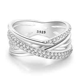 NARMO 925 Sterling Silver Rings for Women Evil Eyes Rings Twined Line Cubic Zirconia Rings Simple Stackable Finger Rings Engagement Ring Personality Rings Size 52-60 mm