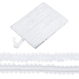M METERXITY 1-Pack Elastic Sequins Trim, 11 Yards 0.8 Inch Flat Paillette Glitters Sequin Trim 2 Row Metallic Sequins Trim for Craft Sewing Trimming/Dress Embellish Headband [White]