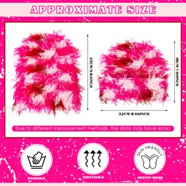 Chuarry Distressed Knitted Beanie Fuzzy Winter Hats Thick Warm Beanies Snow Hats Skull for Women Men Outdoor Ski Knit Cap(Adult,Assorted Pink)