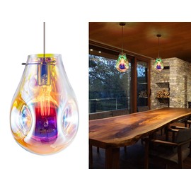 BEWAMF Modern Glass Island Pendant Light Lava Irregular Shape Chic 1 Light Chandelier Colorful Contemporary Hanging Ceiling Lighting for Kitchen Island Living Dining Room Bedroom