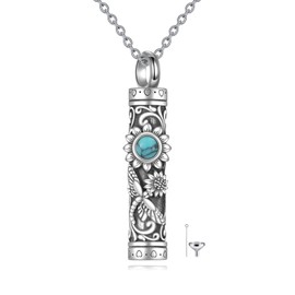 ONEFINITY Urn Necklace for Ashes Sterling Silver Turquoise Dragonfly Sunflower Cremation Jewelry for Ashes Memory Jewelry for Women Men (Dragonfly Bar Urn)