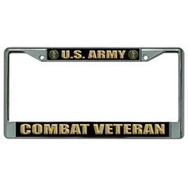U.S. Army Combat Veteran Chrome License Plate Frame