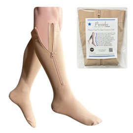 Presadee Closed Toe 30-40 mmHg Extra Firm Zipper Compression Leg Swelling Socks (Nude, 1)