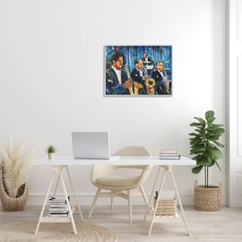 Stupell Industries Contemporary Saxophone Jazz Ensemble Expressive Musicians, Designed by Allayn Stevens Gray Framed Wall Art, 24 x 30, Blue