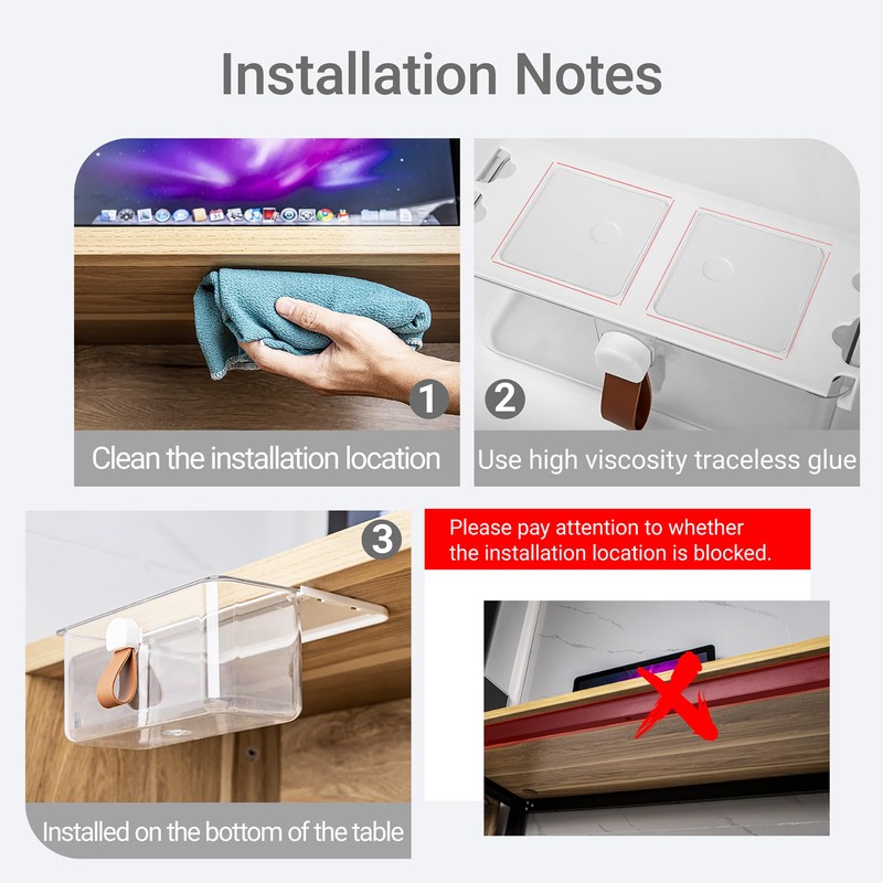 Umbrotiger Clear Pull-Out Drawer Organizer - No-Drill Hidden Storage Tray