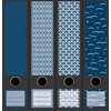 Set of 4 Wide Folder Spines Blue Pattern Blue File