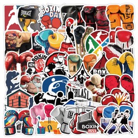 50 Pcs Boxing Stickers for Kids Teens Adults Boys Girls Gift,Boxing Stickers Pack for Laptop,Skateboard,Luggage,Car,Bike,Cup,Computer,Water Bottle Decor,Vinyl Waterproof Stickers