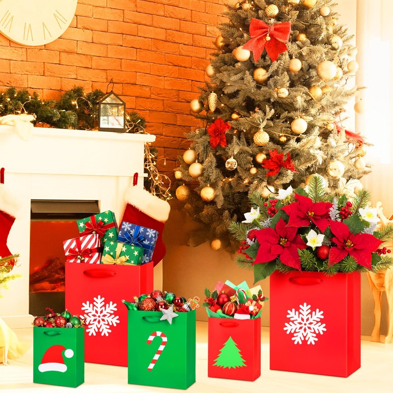 Casuallined 24 Pcs Christmas Paper Gift Bags with Handles Assorted