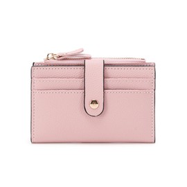 CCAIPU Wallet for Woman, Slim Credit Card Wallets Small Wallet with Buckle Zipper Slim Wallet Purse (Pink)