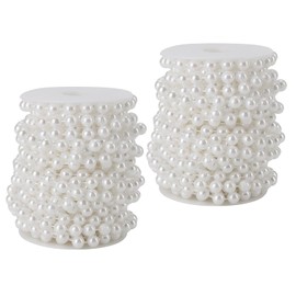 SHEUTSAN 2 Roll 10mm Pearls Garland String, 65 Feet Faux Pearls Beads, White Pearls for Crafts Wedding Party Decoration