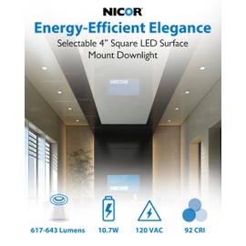 NICOR Lighting DSE 4-inch White Square Selectable LED Surface Mount Downlight (DSE43120SSQWH)