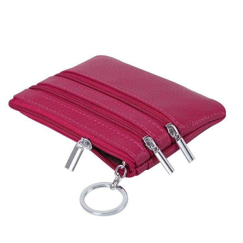 Women Ladies PU Leather Small Coin Card Key Ring Wallet