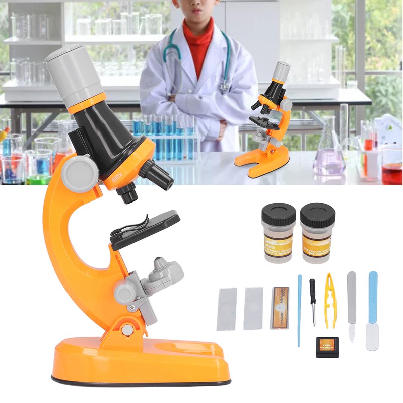 Kids Microscope Kit LED 1200X Microscope with Specimen Slides Science