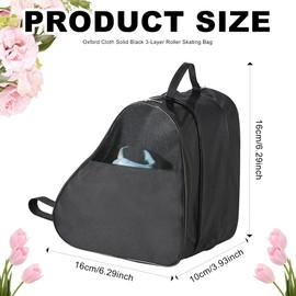Valicaer Roller Skate Bag,Black Roller Skates Adult Breathable Ice Skating Bag Oxford Cloth Ice Skates Guards Bag with Adjustable Shoulder Strap Carry Bag Case Triangle Skate Shoe Bag for Girls Boys