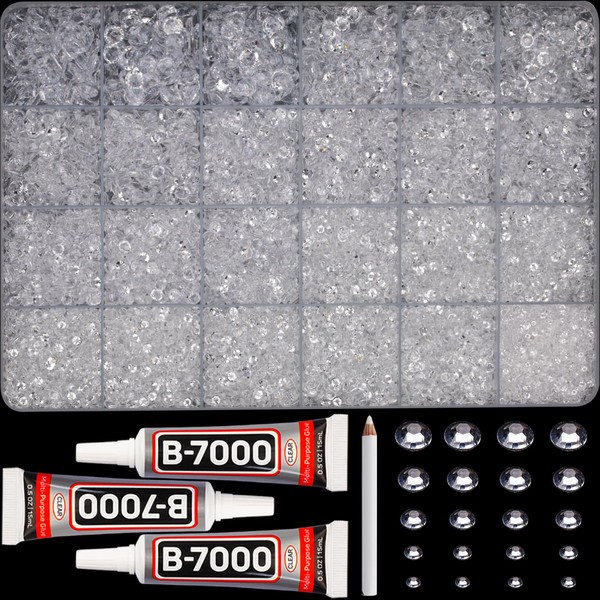 27500Pcs Transparent Clear Resin Rhinestones for Bedazzling Crafting, 2-6mm Mixed