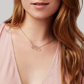 Annie Oak Womens 316L Stainless Steel 925 Silver Geometric Rhino Princess Length Necklace