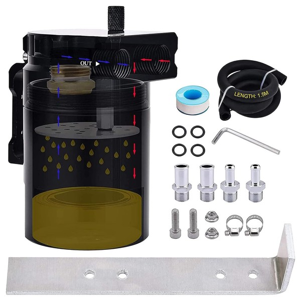 SPEEDWOW Universal Oil Catch Can Tank Filter Baffled With Hose