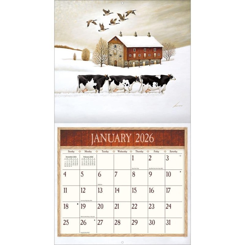 Lang Cows Cows Cows 2026 Wall Calendar – 13.4" ×