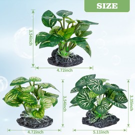 Ameliade Aquarium Plants Fish Tank Decorations Betta Silk Leaf Pad Hammock Cichlid Beta Hides Decor Small Fish Bowl Accessories Turtle Reptiles Axolotl Artificial Plants (3PCS)