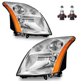 KarSpareHub Headlights Assembly W/Bulbs for 2007-2009 Nissan Sentra 4-Dr Halogen Headlamp Replacement Driver & Passenger Side