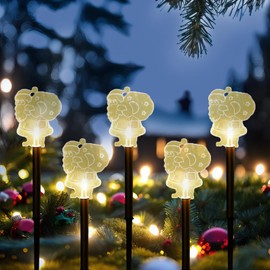 Solar Christmas Pathway Lights, 5 Pack Solar Christmas Decor Santa Claus Lights Outdoor Waterproof Stake Lights Garden Decorative Walkway Lights for Landscape Yard Lawn Patio Wedding Party(Warm White)