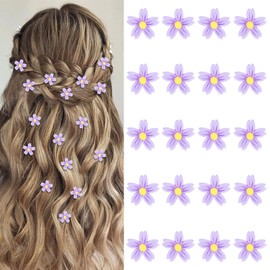 YISSION 20Pcs Mini Purple Flower Hair Clips for Girls Women Cute Hair Pins Small Hair Clips Flower Clips for Hair Wedding Hair Barrettes Bridal Hair Accessories for Girls Women