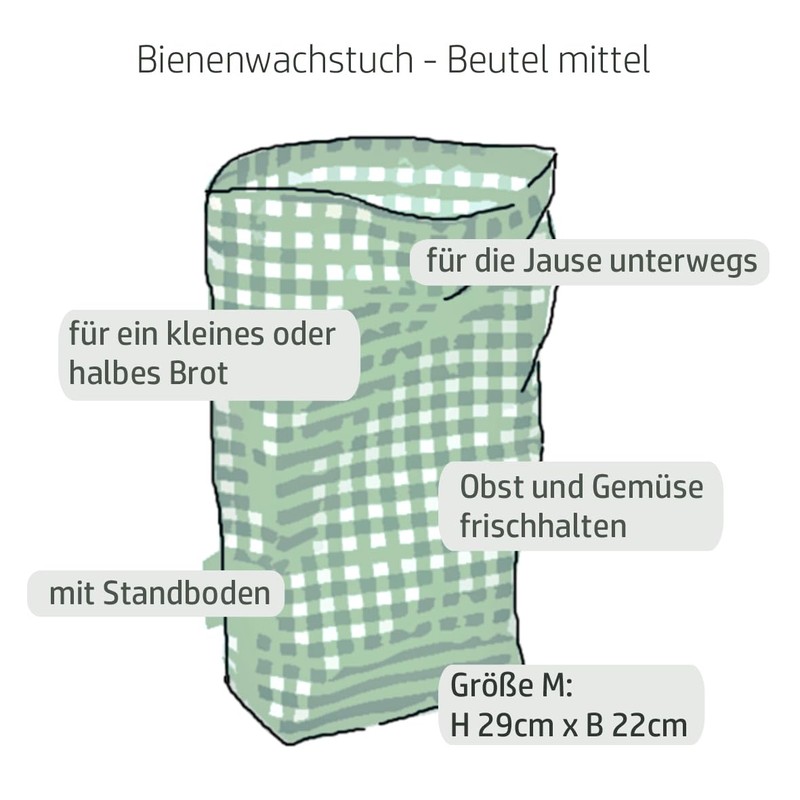 Organic Beeswax Cloth Bag FRISCHEFRANZ Medium Height 28 cm x