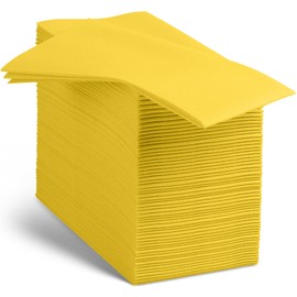 Linen-Feel Ywllow Paper Napkins - Decortive Cloth-Like Disposable Dinner Napkins - Soft And Absorbent Napkins for Thanksgiving, Party, Wedding, Bathroom Or Any Occasion. (Pack of 100)