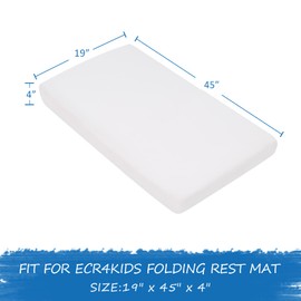 Nap Mat Cover 19" x 45" x 4" Fit for ECR4Kids Everyday Folding Rest Mat, Super Soft & Breathable Microfiber Baby Nap Mat Sheet for Preschool or Day Care, Boys and Girls, White