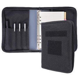 Military Notebook Cover with 6 Ring Binder, Military Padfolio Ring Binder with Zippered Portfolio Organizer, Detachable A5 Notebook Holder and Travelers Notebook Cover,Tactical Notebook Cover for Army