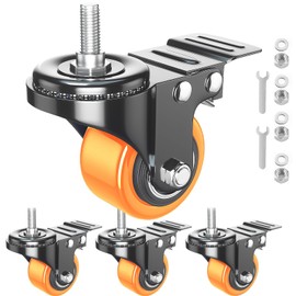 Stem Caster Wheels 2 inch Heavy Duty, Swivel Threaded Stem Mount Casters Set of 4 with American Size UNC 1/2"-13 x 1