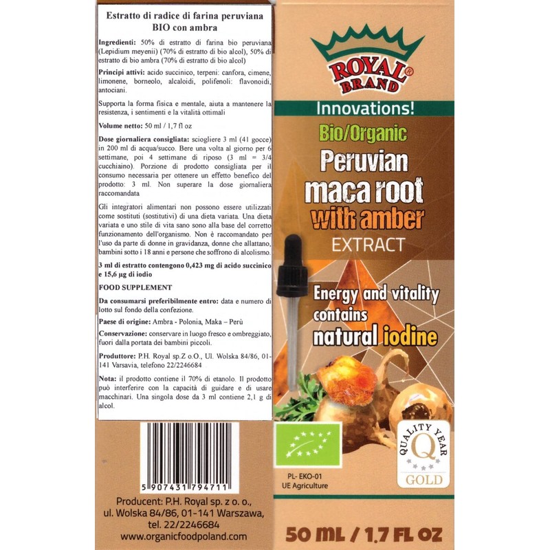 Royal Brand Amber Extract (Succinite) with Peruvian Maca Extract /