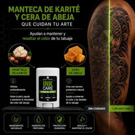 Ink Care Crema para Tatuajes en Barra 40g - Hidratante Natural Tattoo para Tatuajes Recien Hechos y Mantenimiento de Uso Diario - Cuidado del Tatuaje 