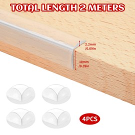 2M Kantenschutz Selbstklebend, Eckenschutz Baby Tischkantenschutz Ecken Bettkantenschutz Türkantenschutz für Zimmertüren Baby Kantenschutz Transparent Tischeckenschutz Kinder Eckenschutz Transparent