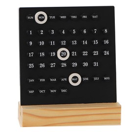 Calendario perpetuo de acrílico, divertido calendario de escritorio de pie, accesorio de escritorio moderno y estético, ideal para decorar el hogar y la oficina, reutilizable anualmente -Negro