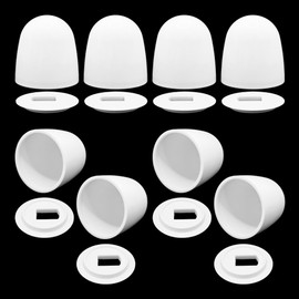 AUXBC 4PCS Universal Toilet Bolt Caps Set, White Plastic Push-On Covers, Standard Height Floor Caps with Washers for Bathroom Bowl Base, Decorative Snap-On Design, Easy Install