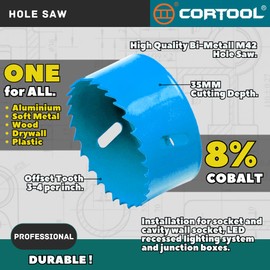 4-1/2 Inch Hole Saw with Arbor for Metal and Wood Cutting, Bi-Metal Hole Cutter, Wood and Metal Hole Saw 4-1/2" Hole Saw Kit for Drywall, Wood, PVC Boards, Fiberglass and Vent Pipes