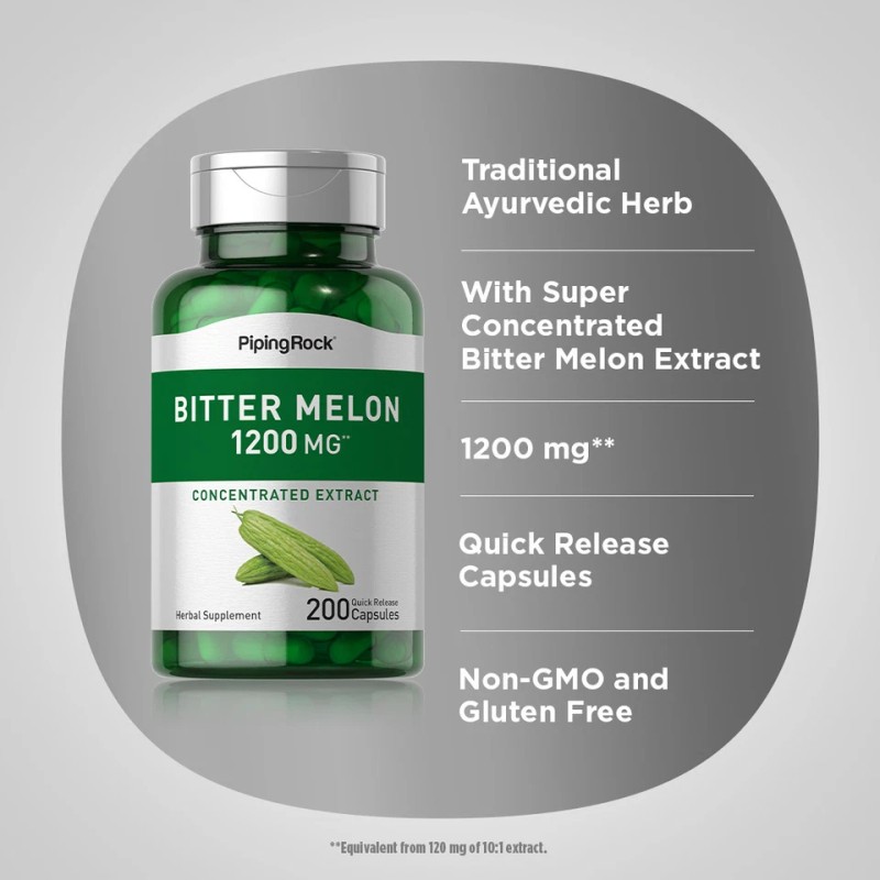 Bitter Melon Capsules | 1200mg | 200 Count | Non-GMO