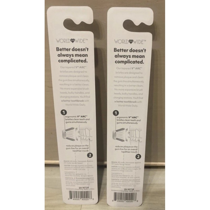 World Wide Daily Toothbrush 🪥 2 Pack - Ultra Soft