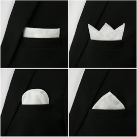 GHTIYLP Men's Handkerchiefs with Pocket Square Holder Paisley Pocket Square Handkerchief for Men Wedding Party Business (White)