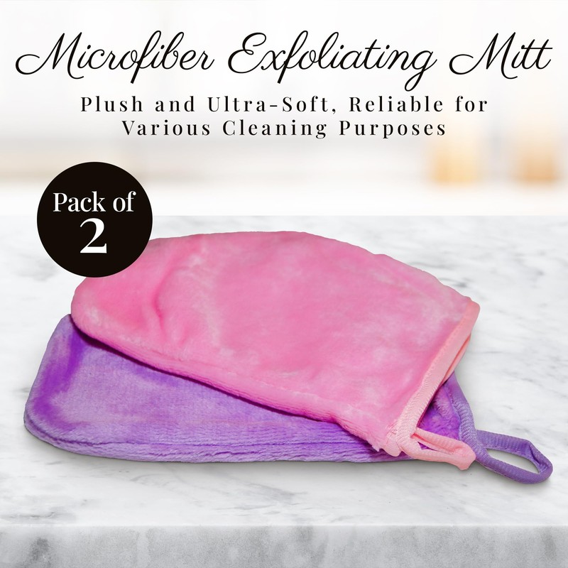 EcoSol Designs - Microfiber Mittens, Ultra-Soft Body Exfoliator Lathering Scrubber
