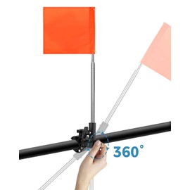 kemimoto Orange Boat Flag, Boat Safety Flag with Boat Flag Holder Rail Mount for Skier, Swimmers, Surfer, Skier Safety Flag
