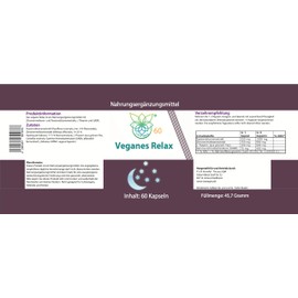 VITARAGNA Relax Vegan Dietary Supplement, 60 Capsules, with Lemon Balm, Passion Flower, L-Theanine and GABA for Relaxation