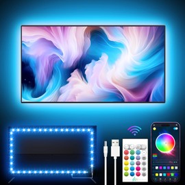GIPOYENT TV Light Strip, Music Sync LED TV Backlight, for 32-50 Inch TV, LED TV Light with Bluetooth Function, RGB Colour Changing Light Bar for Home Cinema (9.84ft for 32"-45" TV)