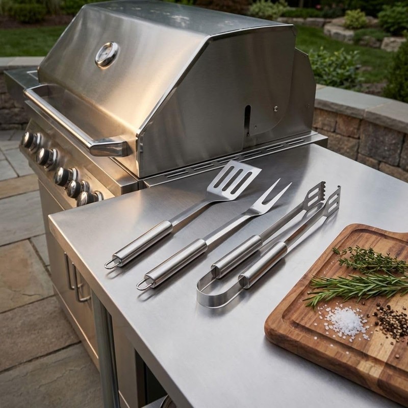 alpina Set Barbecue 3 Pezzi - Utensili Barbecue con Spatola