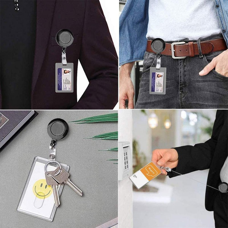 kuou 10 Pack Retractable Badge Holder, Retractable Keyring Lanyard Badge
