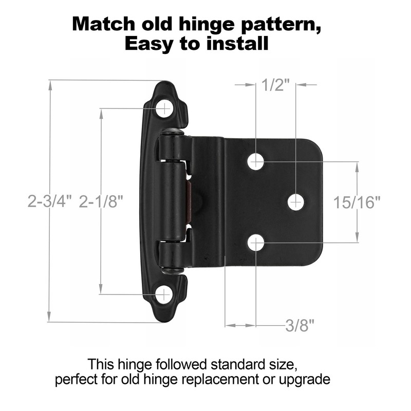 Vallecloud 4 Pack (2 Pair) 3/8" Inset Matte Black Self