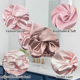 Satin Haarhaube Bonnet für Die Nacht Weiche Seidenhaube Zum Schlafen Satin Schlafmütze Atmungsaktive Schlafmütze Satin Haarhaube Haarschutz Schlafhaube Seide für Frauen und Mädchen 2 Stück