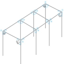 Aoneky 1 3/8'' Slant Roof Corner Canopy Fitting Couplers Kit - Frame Carport Connectors for 4 6 8 10 Leg (8 Leg Kits)