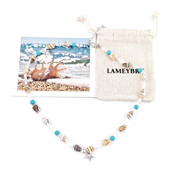 Lameybrt Cowrie shell Surfer Necklaces Beach Handmade Choker Hawaiian Summer
